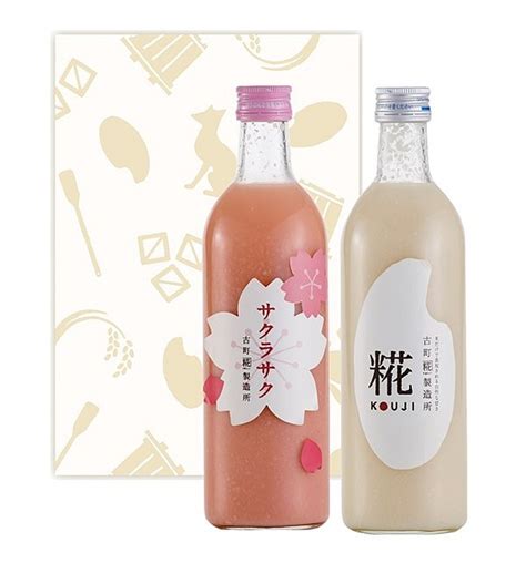 【ギフト包装】古町糀製造所の糀（麹）のノンアルコール甘酒ギフト 【化粧箱入2本ギフト】サクラサク糀プレーン 調味料・スパイス 古町糀製造所