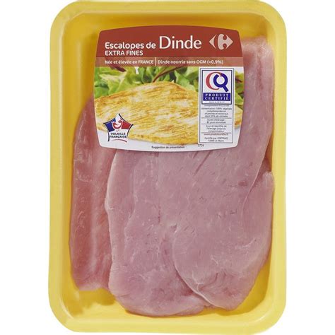 Escalopes de dinde extra fines CARREFOUR la barquette de 360g à Prix