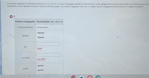Solved Los verbos regulares en infinitivo terminan en σr er o en