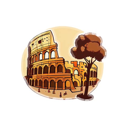 Premium Photo | Cartoon sticker of the colosseum a famous landmark in rome