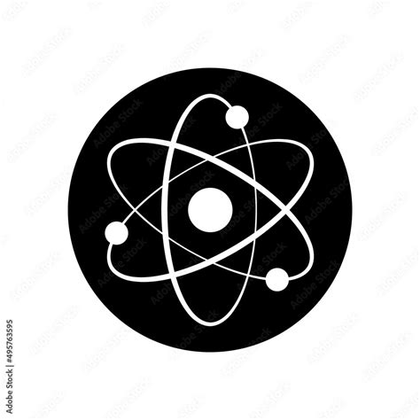 Atom Logo Core Icon Black Atomic Neutron Isolated On White Background