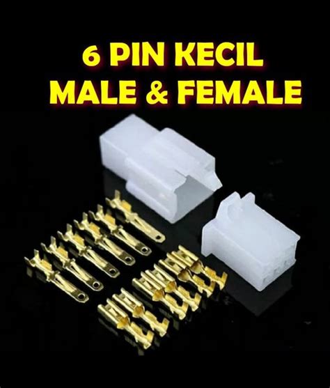 Jual Soket Socket Konektor Kabel 6 Pin Kecil Motor Mobil Male Female