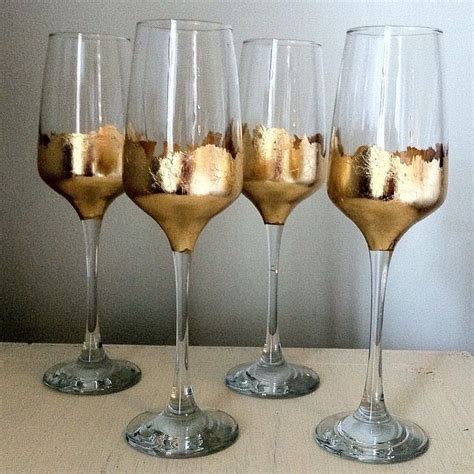 Beautifully Hand Decorated Gold Leaf Champagne Flutes Listing 233272126