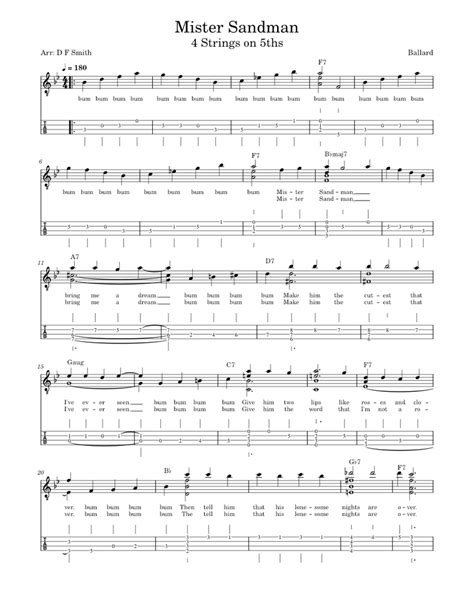 Mr Sandman The Chordettes Sheet Music For Guitar Solo