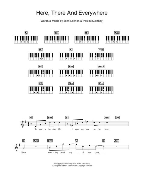 Here There And Everywhere By The Beatles Sheet Music For Piano Chords Lyrics At Sheet Music Direct