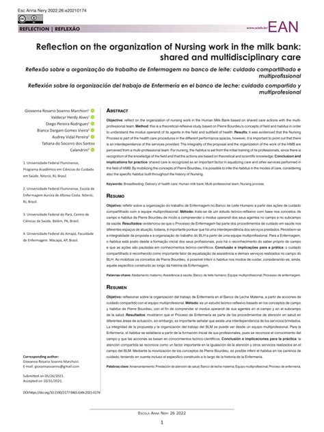 PDF Reflexão sobre a organização do trabalho de Enfermagem no banco