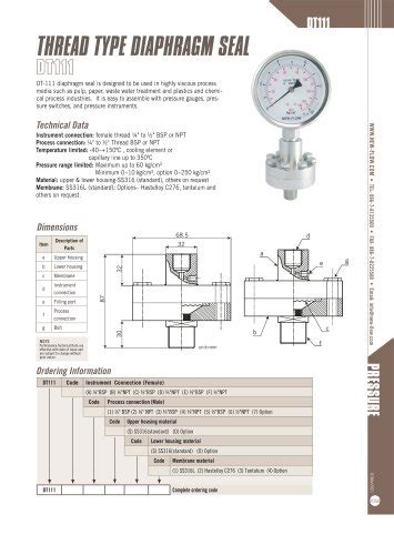 Plastic Flange Type Diaphragm Seal DT118 VDT118 Golden Mountain