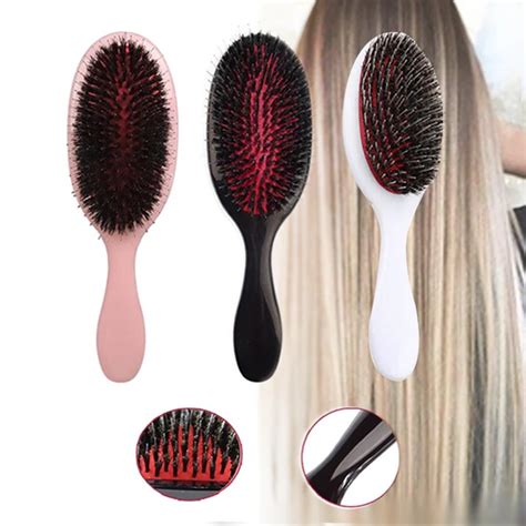 1pc Oval Boar Bristle And Nylon Hair Comb Mini Anti Static Hair Scalp