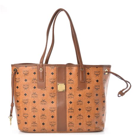 Mcm Visetos Medium Liz Reversible Shopper Tote Cognac Fashionphile