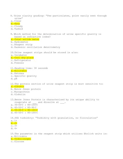 SOLUTION Clinical Microscopy Medical Technology Board Exam Reviewer