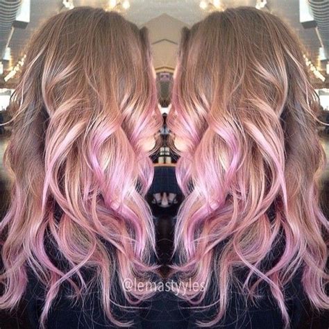 Brown Hair With Pastel Pink Highlights