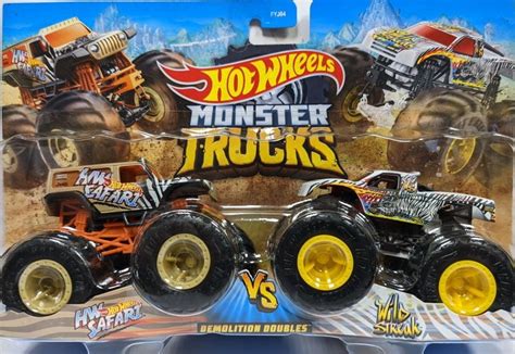 Hot Wheels Monster Trucks Demolition Doubles Hw Safari Vs Wild Streak