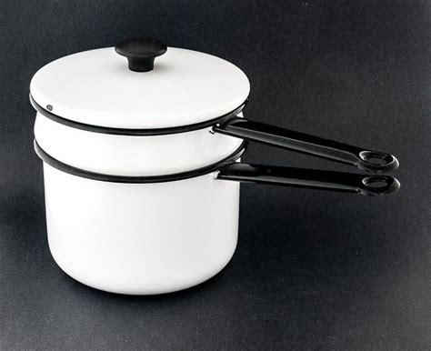 Enamel Cookware Double Boiler And Pot Vintage White Vollrath Enamel