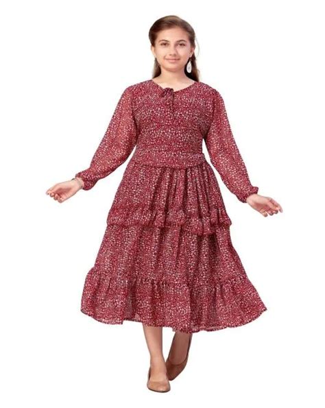 Buy Aarika Girls Maroon Color Georgette Middi Online At Best Prices In