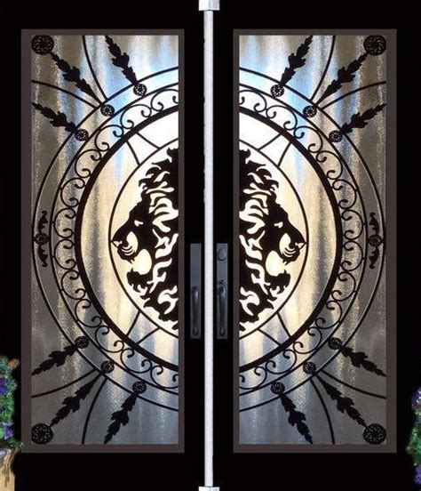 Leo Wrought Iron Door Insert Northern Light Glass