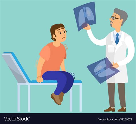 Guy Suffers From Fear Of Doctors And Medical Care Vector Image