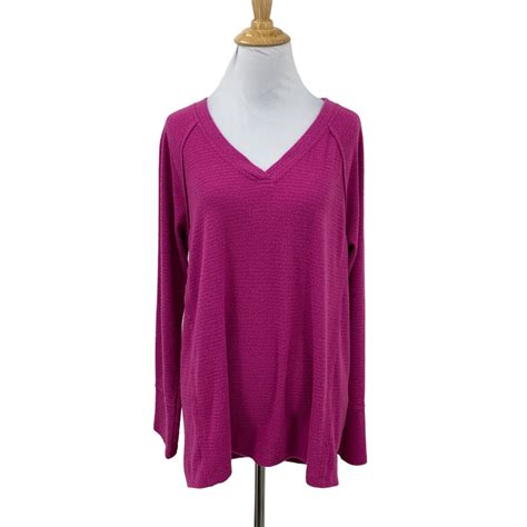 Wildfox Haley Sweater Womens S Small Fuchsia V Neck Raglan Brushed