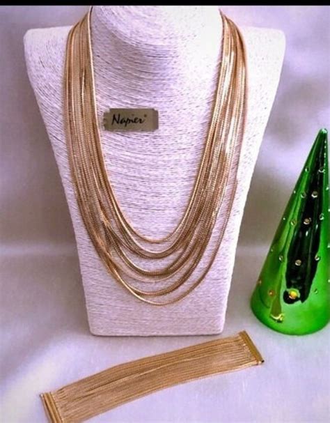 MINT NAPIER 10 Strand Beaded Gold Necklace Matchin Gem