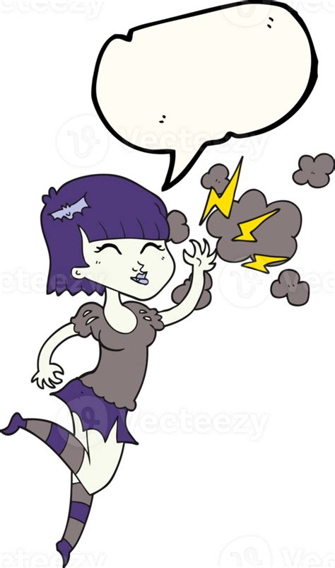 Hand Drawn Speech Bubble Cartoon Vampire Girl Flying 44964237 Png