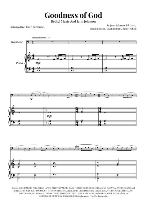 Goodness Of God Arr Glauco Fernandes Sheet Music Bethel Music And