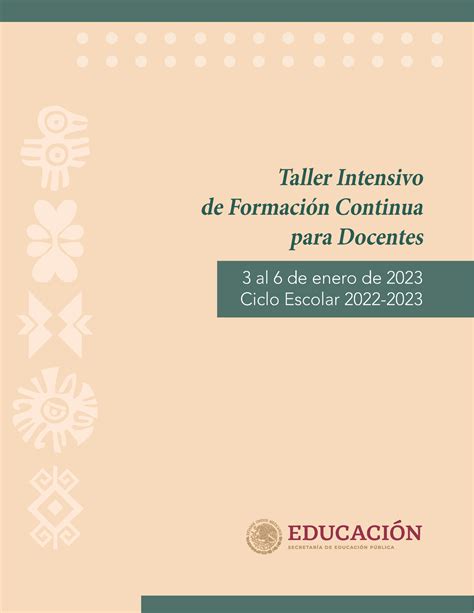 Taller Intensivo de Formación Continua para Docentes 3 AL 6 DE Enero