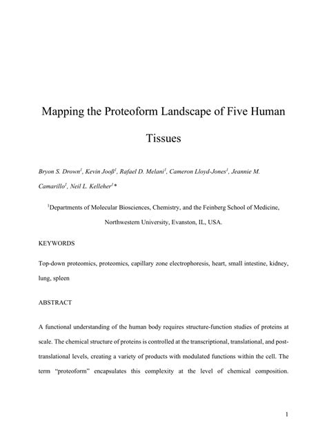 PDF Mapping The Proteoform Landscape Of Five Human Tissues