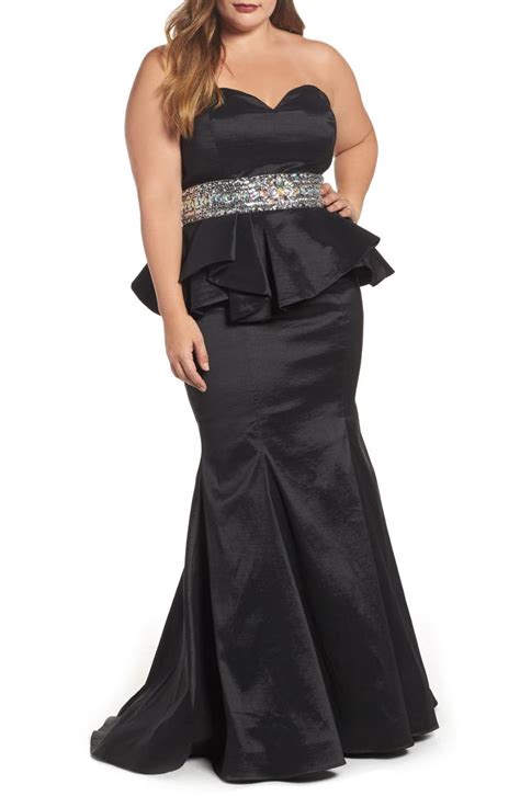 Mac Duggal Beaded Bustier Peplum Gown Plus Size Nordstrom