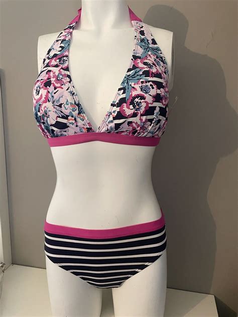 Joules PINK NAVY FLORAL CORALINE BIKINI TOP SIZE 16 BNWT EBay