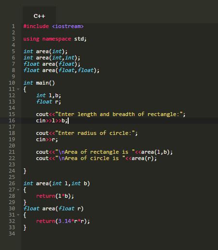 Program To Calculate Area Of Circle And Area Of Rectangle Using