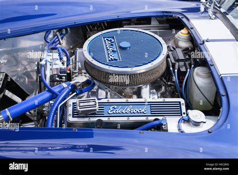 Edelbrock Engine In An Ac Cobra Car Stock Photo Alamy