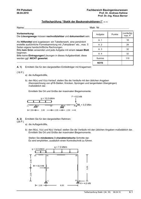 Statik Der Baukonstruktionen I Nr 35 Bauingenieurwesen