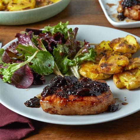 Cherry Glazed Pork Chops With Smashed Potatoes Recipe Glazed Pork