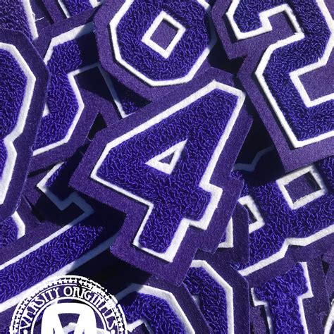 Purple White 3 Chenille Varsity Number Patches Varsity Originals