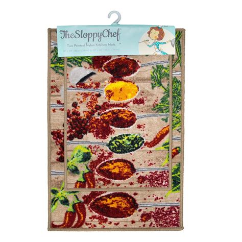 Sloppy Chef Printed Kitchen Area Rug 2 Piece Set 16x23 And 20x30 Non