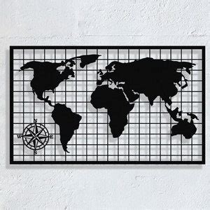 Black Metal World Map Wall Decor, World Map Art, Metal Wall Decor ...