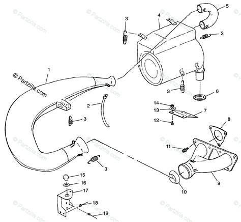 Polaris Snowmobile 1998 OEM Parts Diagram For Exhaust System 600 Rmk