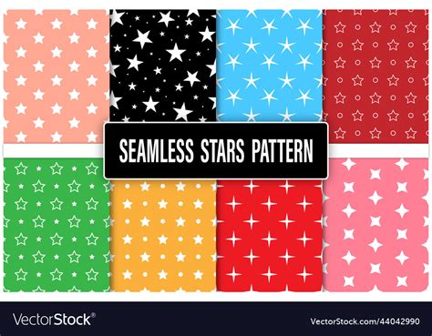 Seamless Stars Patterns Set Royalty Free Vector Image