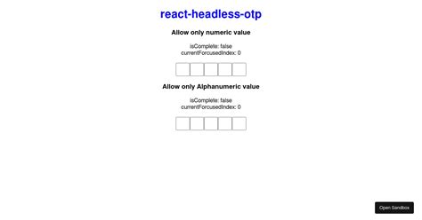 React Headless Otp Codesandbox