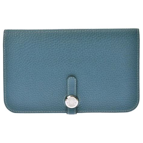 Portefeuille Hermès Dogon GM Long Cuir Bleu ref 180983 Joli Closet