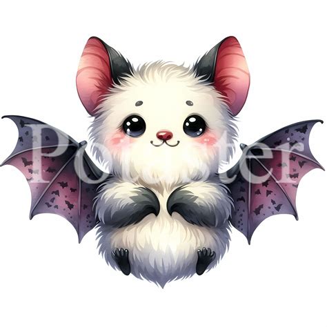 5 Cute Bat Clipart Bat Watercolor Clipart Cute Watercolor Aquarel Bat ...