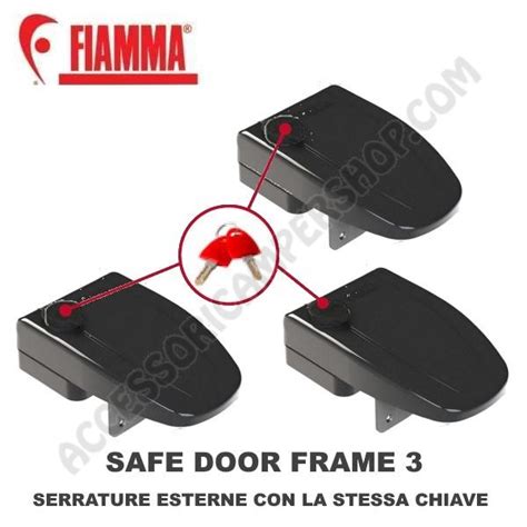 KIT N 3 CHIUSURE DI SICUREZZA SAFE DOOR FRAME 3 FIAMMA COLORE NERO PER