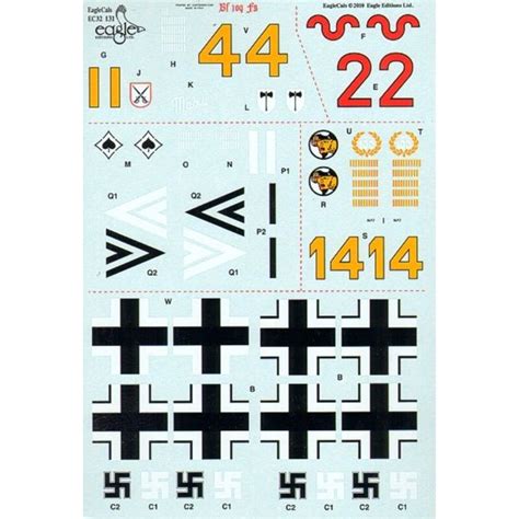 Abziehbild Decal Messerschmitt Bf 109F 4 Markings For Red 2 8 JG 27 Y