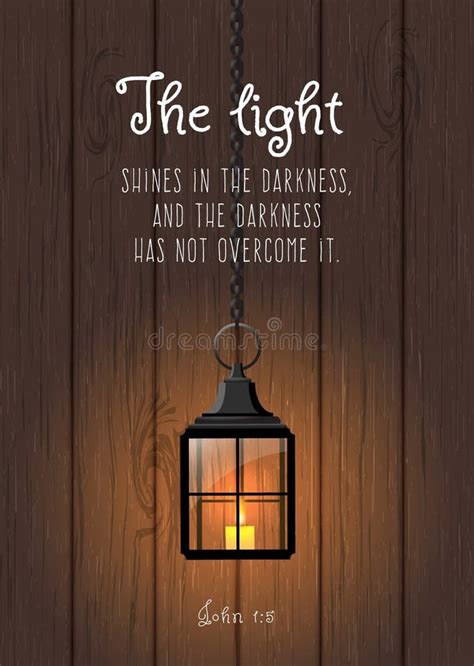 The Light Shines in the Darkness... Biblical Quote Stock Vector - Illustration of obsolete ...