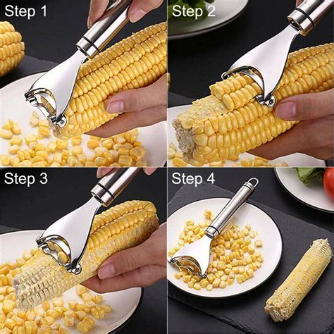 One Step Corn Peeler Thresher Tool Kitchen Cob Kerneler Cutter Stripper