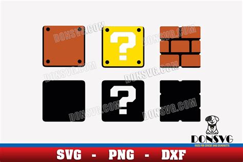 Mario Brick Block Svg Cut Files For Cricut Question Mystery Box Empty