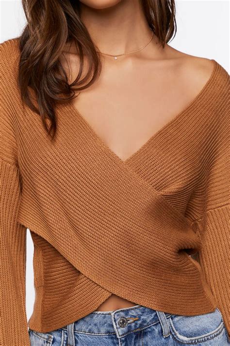 Ribbed Crossover Sweater