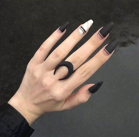 45 Edgy Goth Grunge Black Nails For A Dramatic Look Matte Black