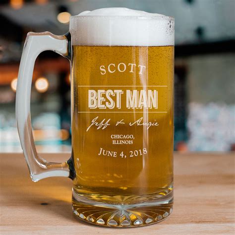 Engraved Groomsmen Glass Mug Personalized Wedding Gifts From