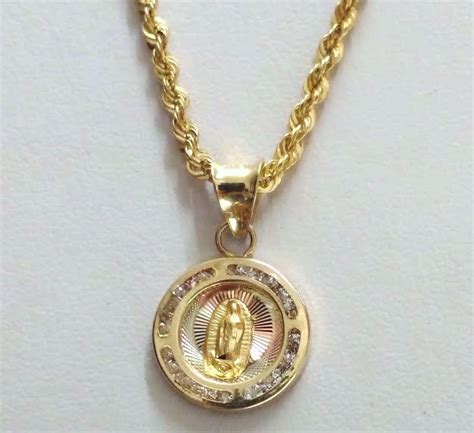 Cadena Y Medalla De Virgen De Guadalupe De Oro 10k 45cm 2 280 00 En