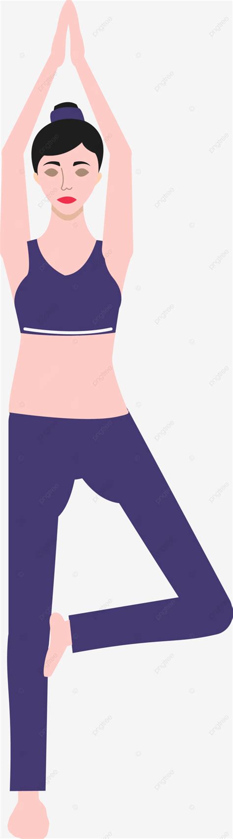 Hand Drawn Yoga Fitness Exercise Girls Movements Day Vector Girl Yoga